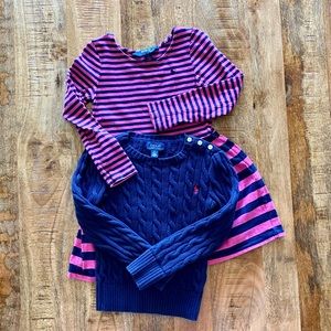 Polo Set 5t Pink and Navy Dress and Sweater
